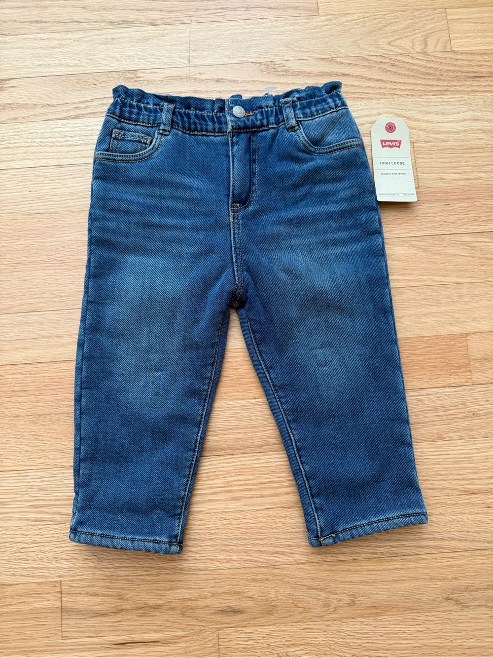 Levi's Kids Dark Blue High Loose Elastic Waist Denim Jeans